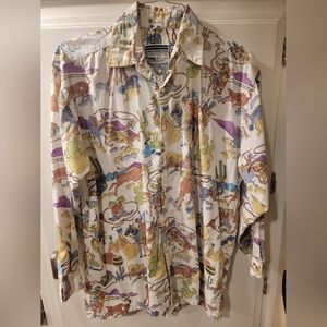 Paragraff Hawaiian Style Mens Casual Button Down Shirt Size M